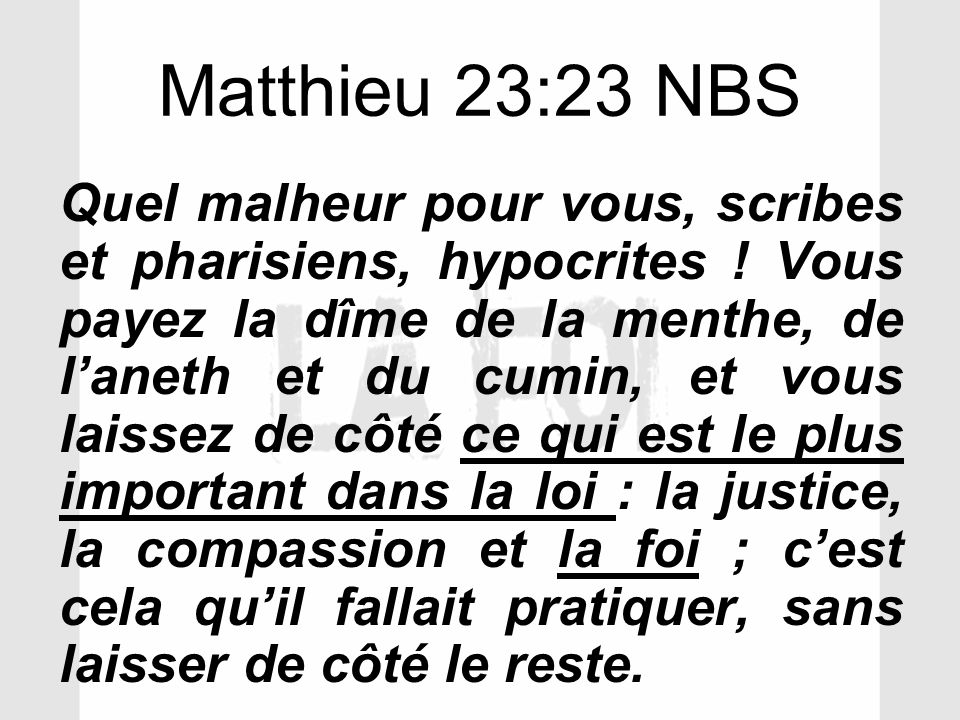 Matthieu 23:23 NBS