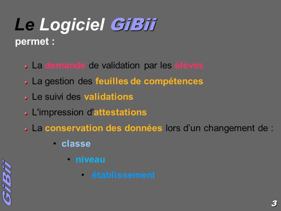 Le Logiciel GiBii permet : La demande de validation par les élèves