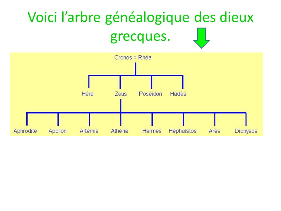 Voici l’arbre généalogique des dieux grecques.