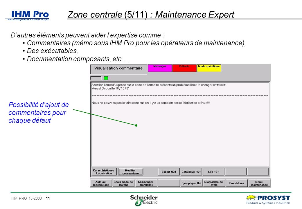 Zone centrale (5/11) : Maintenance Expert