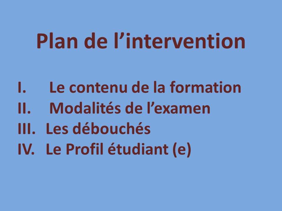 Plan de l’intervention