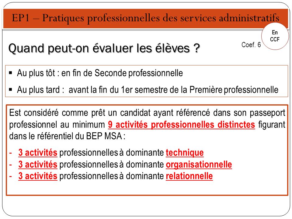 EP1 – Pratiques professionnelles des services administratifs