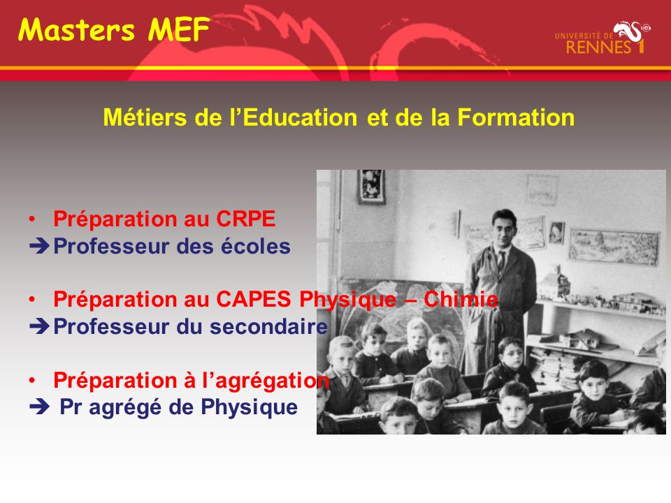 Masters MEF Métiers de l’Education et de la Formation