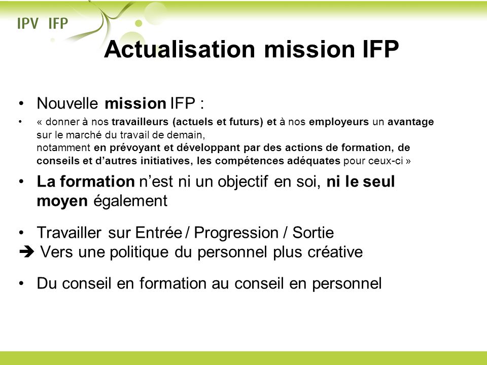 Actualisation mission IFP