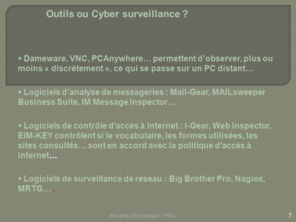 Outils ou Cyber surveillance