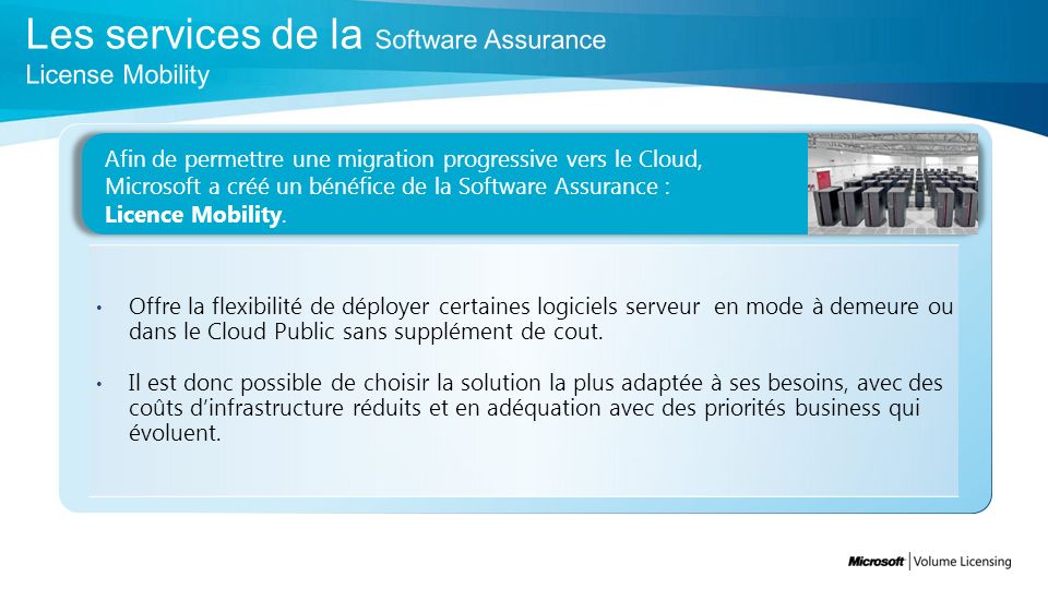 Les services de la Software Assurance License Mobility