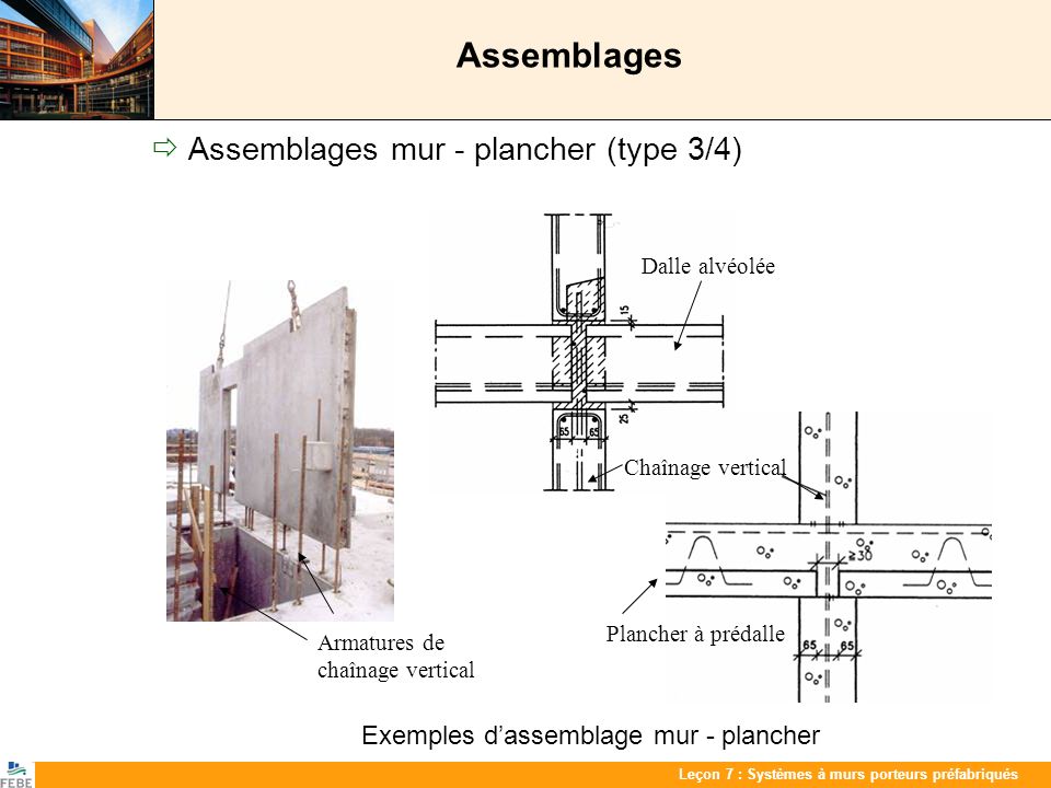 Assemblages  Assemblages mur - plancher (type 3/4)