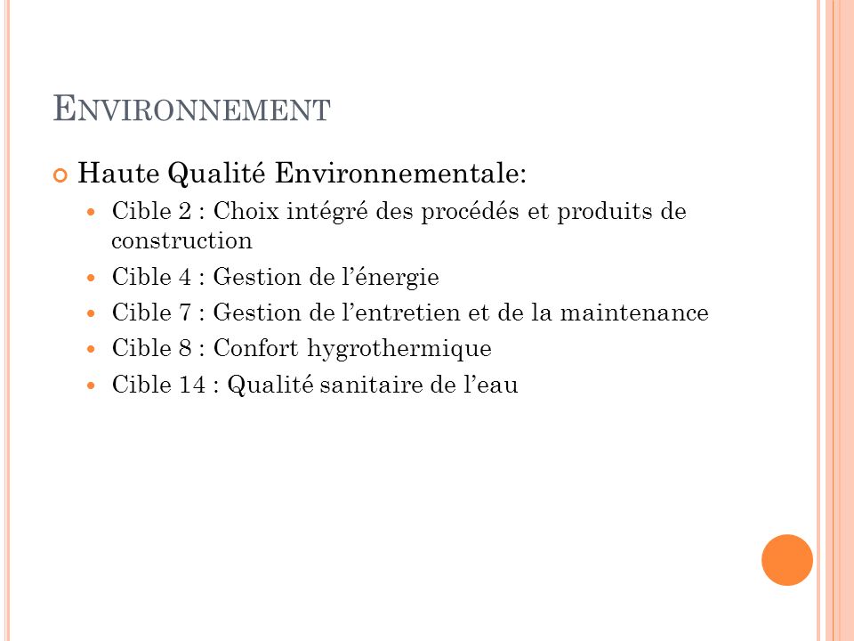 Environnement Haute Qualité Environnementale: