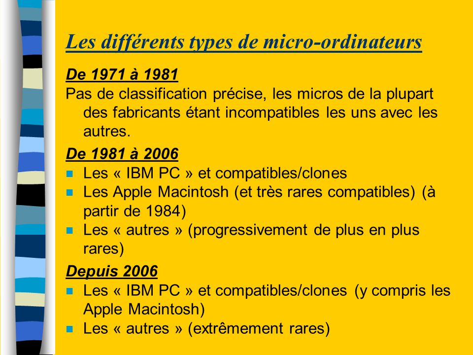 Les différents types de micro-ordinateurs