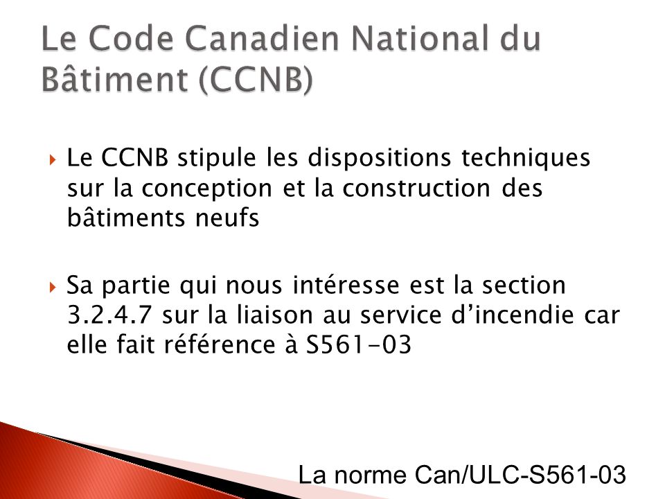 Le Code Canadien National du Bâtiment (CCNB)