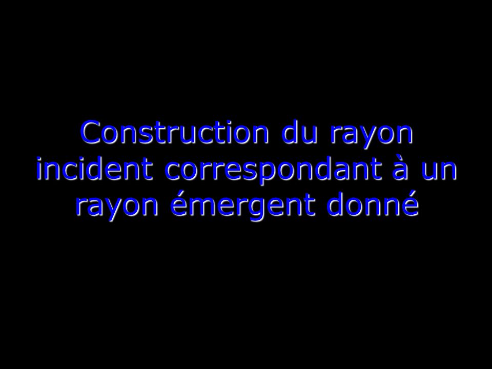 Construction du rayon incident correspondant à un rayon émergent donné