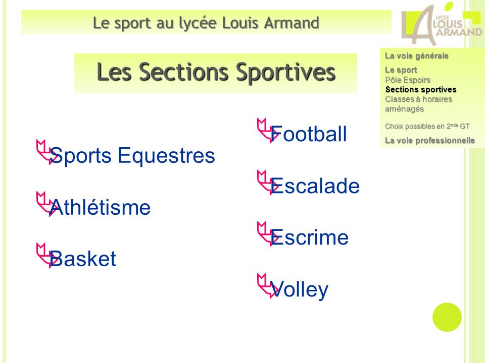 Les Sections Sportives