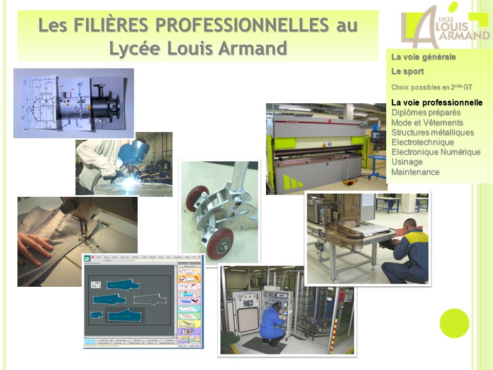 Les FILIÈRES PROFESSIONNELLES au Lycée Louis Armand