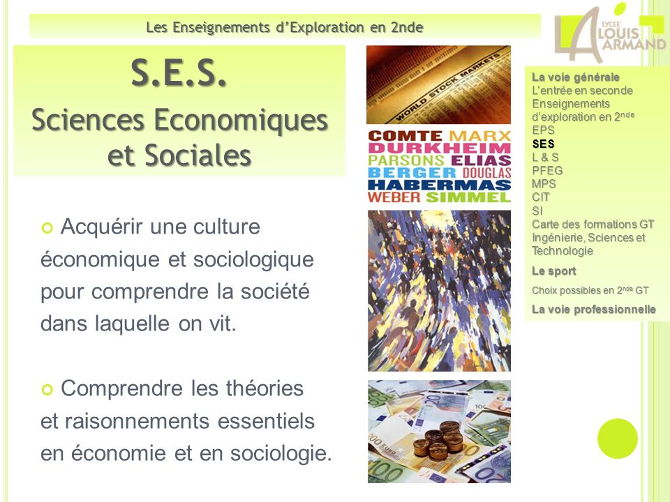 S.E.S. Sciences Economiques et Sociales Acquérir une culture