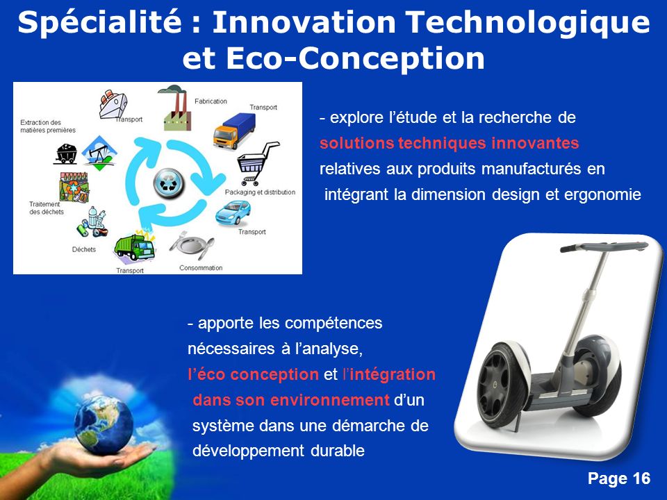 Spécialité : Innovation Technologique et Eco-Conception