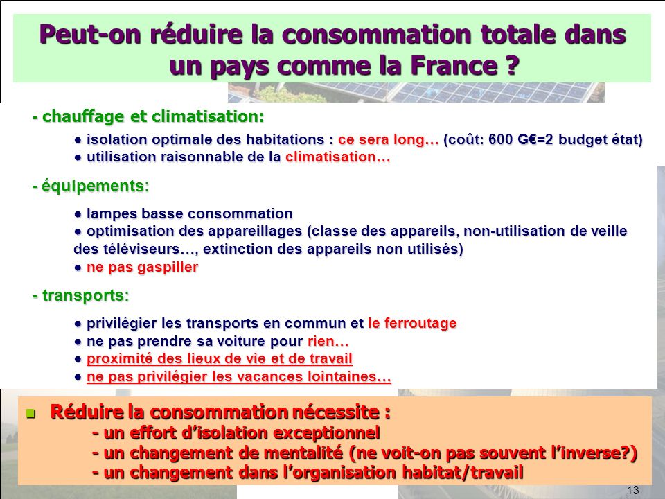 Peut-on réduire la consommation totale dans un pays comme la France