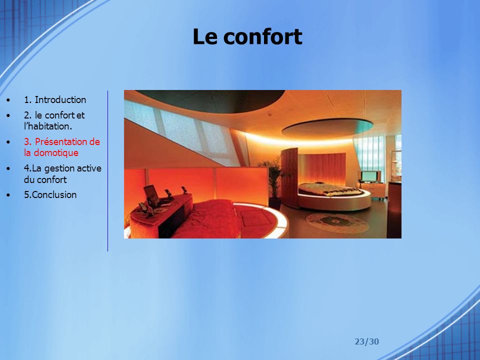 Le confort 1. Introduction 2. le confort et l’habitation.