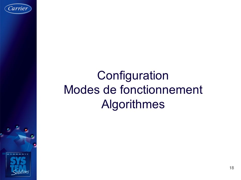 Configuration Modes de fonctionnement Algorithmes