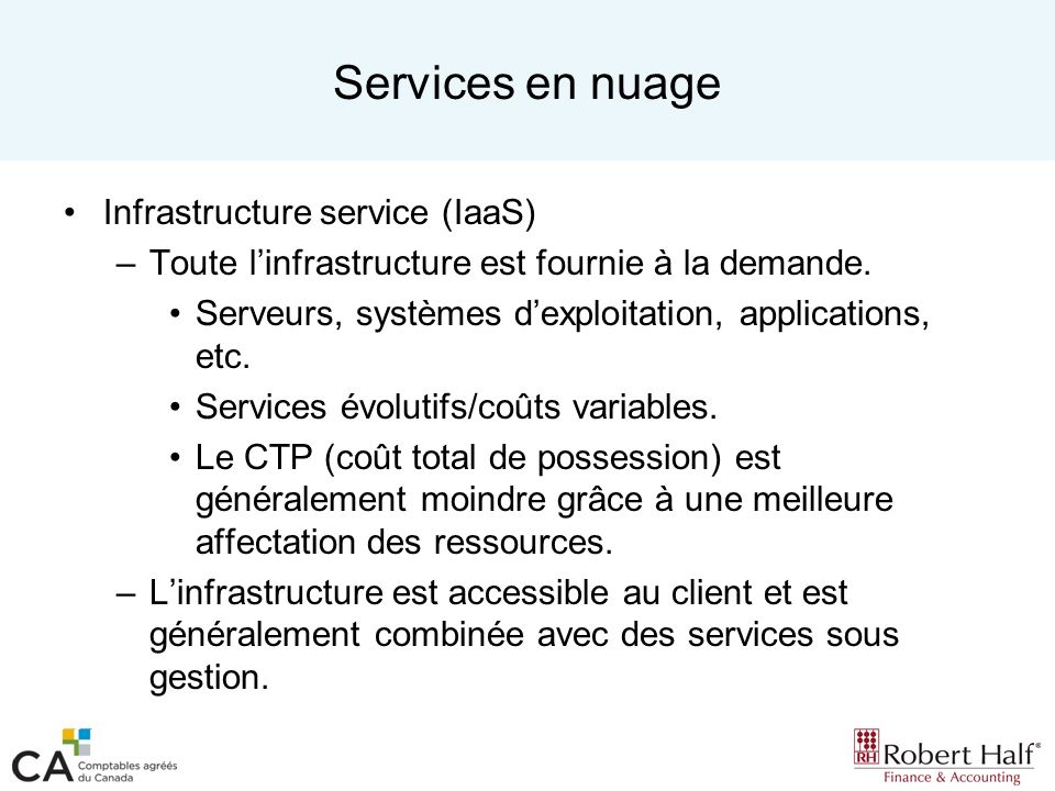 Services en nuage Infrastructure service (IaaS)