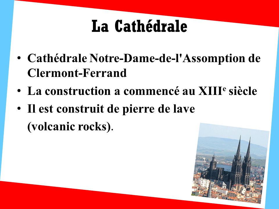 La Cathédrale Cathédrale Notre-Dame-de-l Assomption de Clermont-Ferrand. La construction a commencé au XIIIe siècle.
