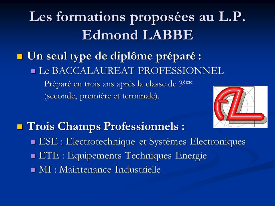 Les formations proposées au L.P. Edmond LABBE