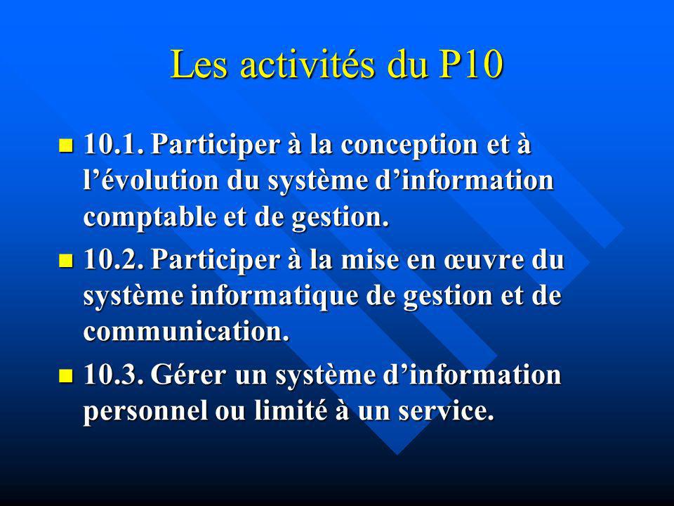 Les activités du P Participer à la conception et à l’évolution du système d’information comptable et de gestion.