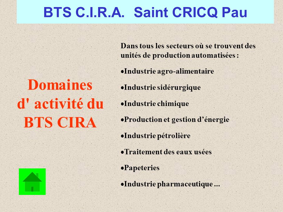 Domaines d activité du BTS CIRA