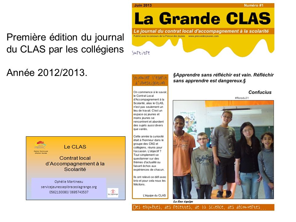 Première édition du journal du CLAS par les collégiens
