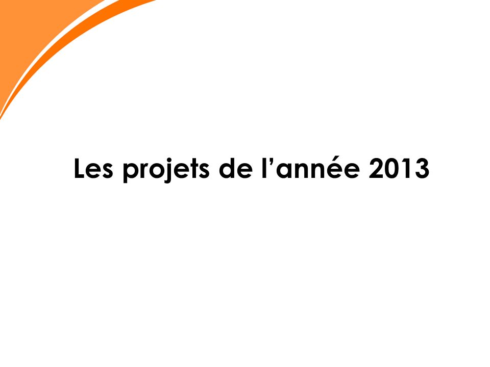 Les projets de l’année 2013