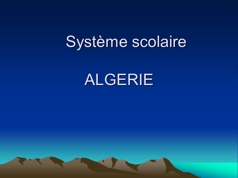 Système scolaire ALGERIE