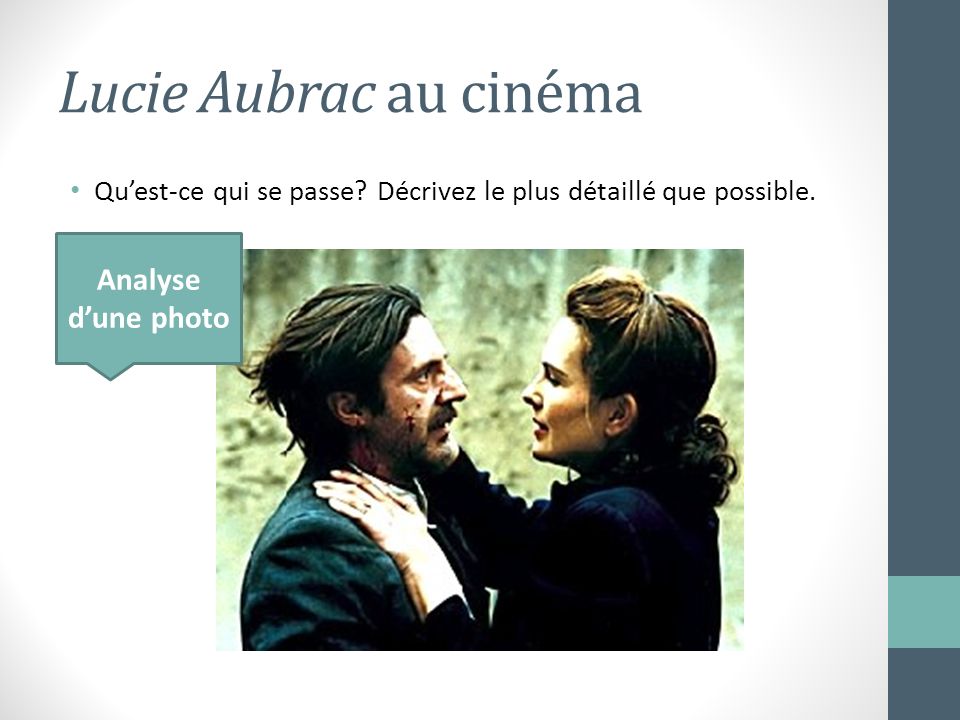 Lucie Aubrac au cinéma Analyse d’une photo