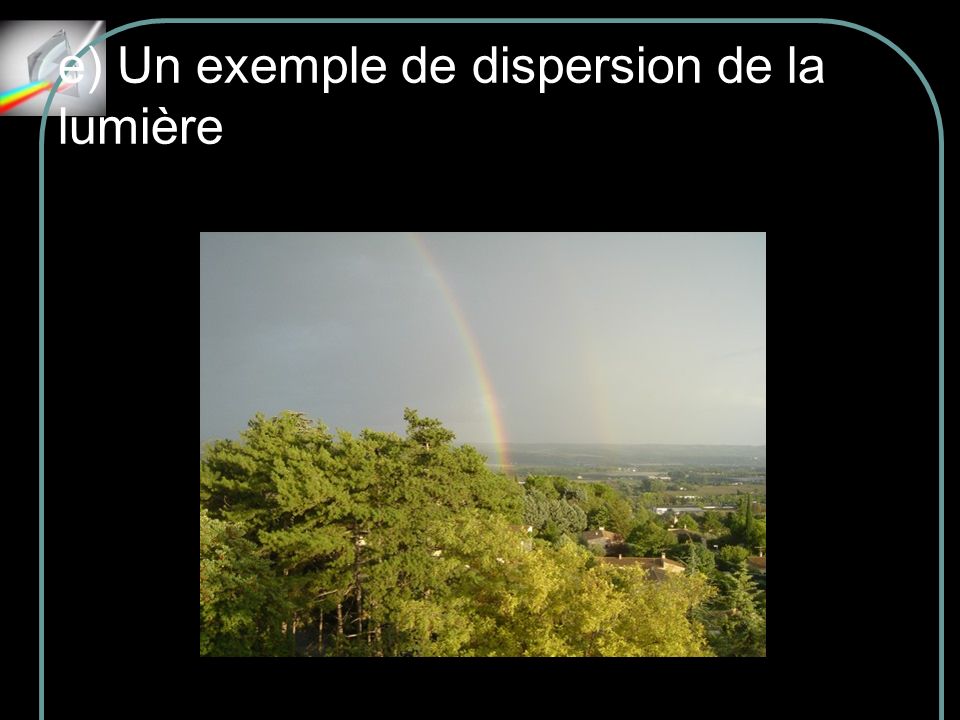 e) Un exemple de dispersion de la lumière