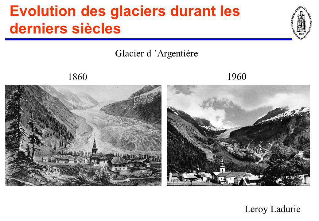 Evolution des glaciers durant les derniers siècles