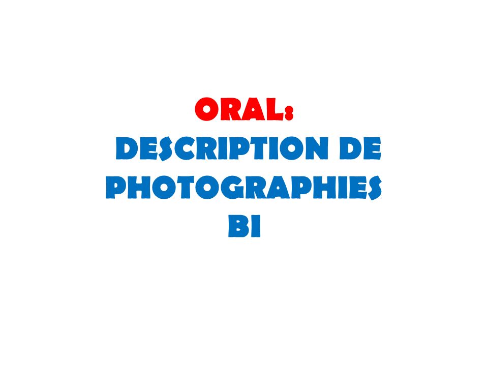 ORAL: DESCRIPTION DE PHOTOGRAPHIES BI