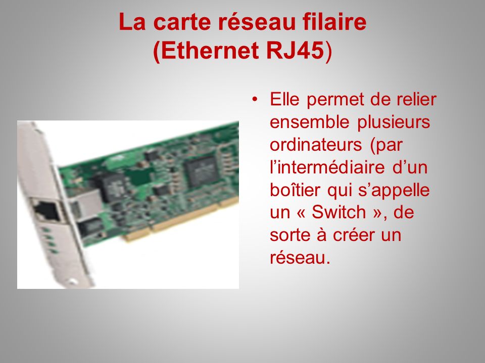 La carte réseau filaire (Ethernet RJ45)