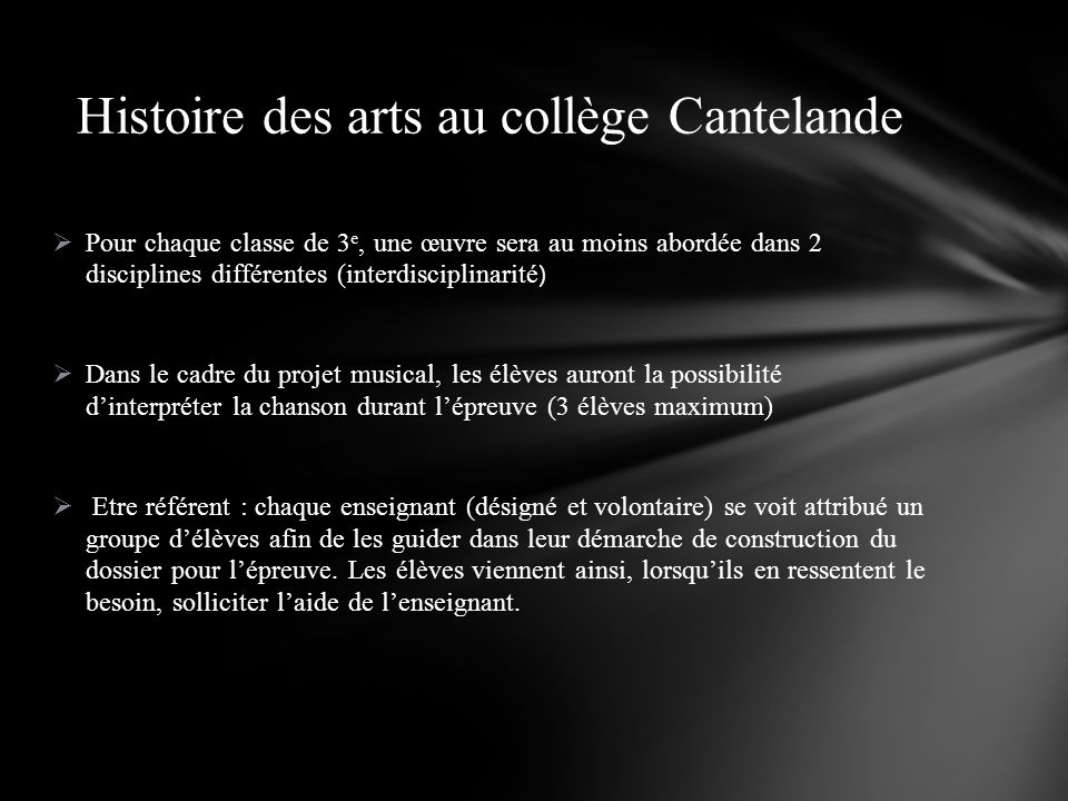 Histoire des arts au collège Cantelande