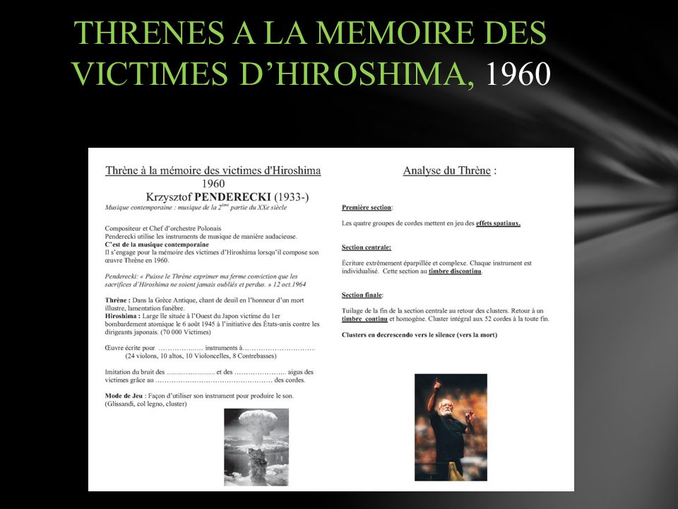 THRENES A LA MEMOIRE DES VICTIMES D’HIROSHIMA, 1960