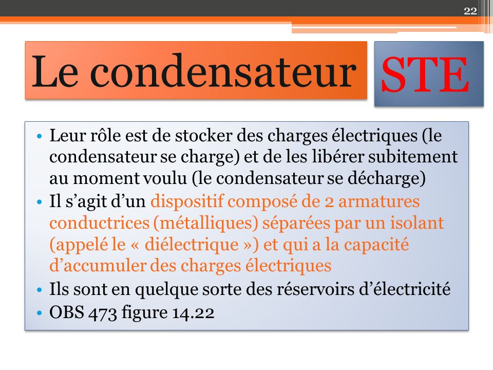 Le condensateur STE.