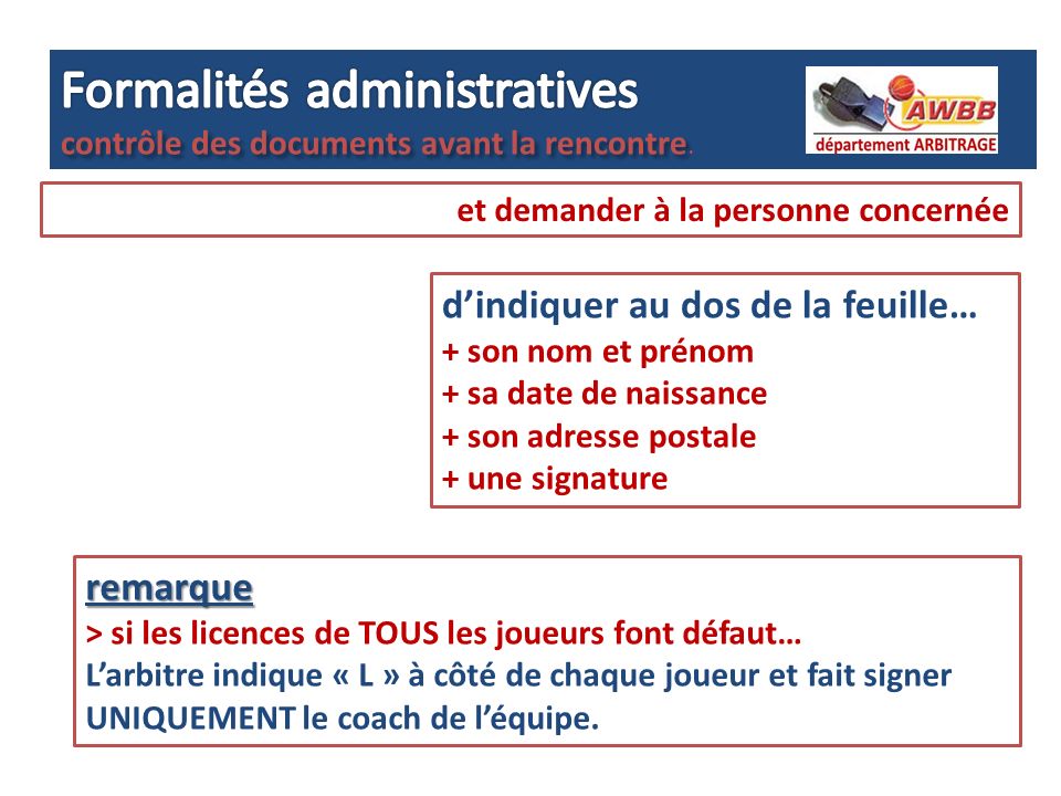 Formalités administratives
