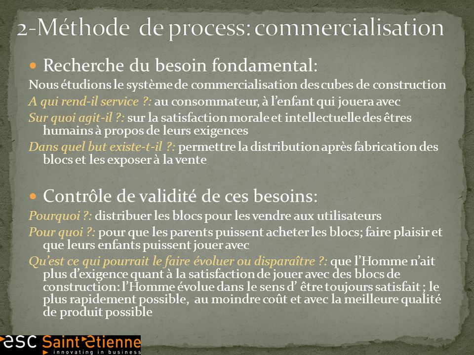 2-Méthode de process: commercialisation