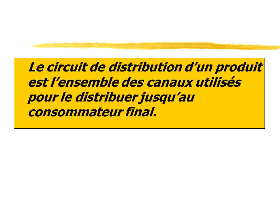 Le circuit de distribution d’un produit est l’ensemble des canaux utilisés pour le distribuer jusqu’au consommateur final.
