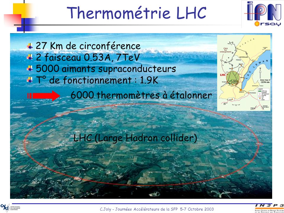 Thermométrie LHC 27 Km de circonférence 2 faisceau 0.53A, 7TeV