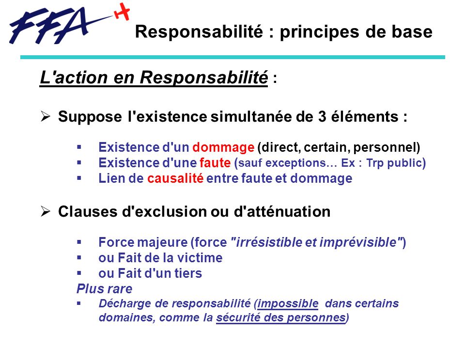 Responsabilité : principes de base
