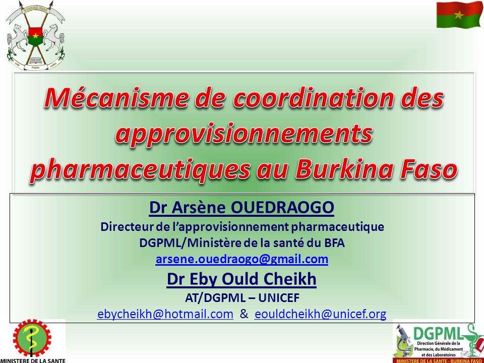 Mécanisme de coordination des approvisionnements pharmaceutiques au Burkina Faso