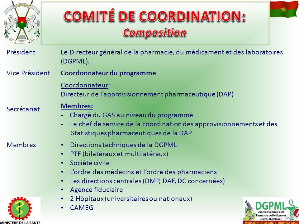 COMITÉ DE COORDINATION: Composition
