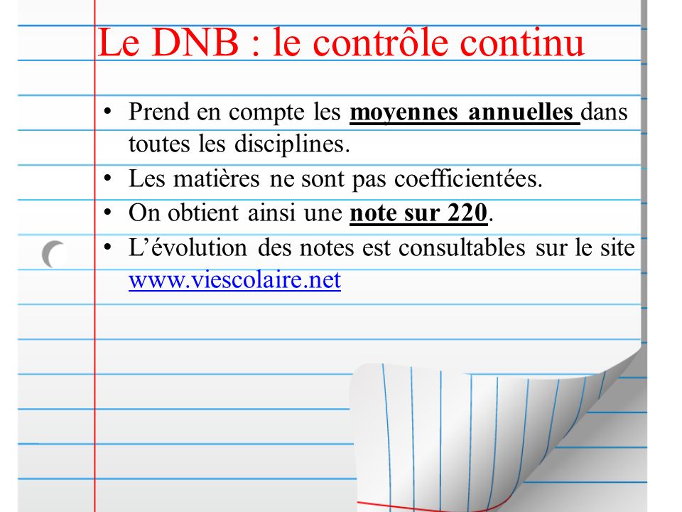 Le DNB : le contrôle continu
