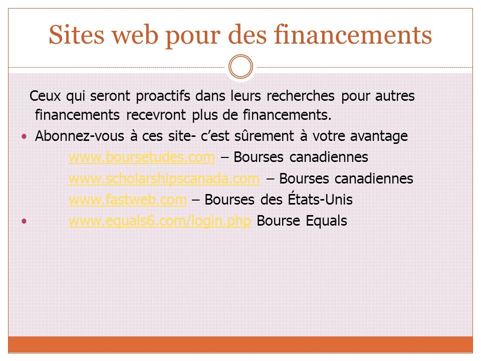 Sites web pour des financements