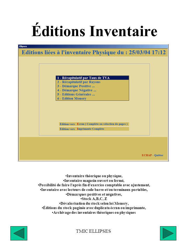 Éditions Inventaire TMIC ELLIPSES Inventaire théorique ou physique,