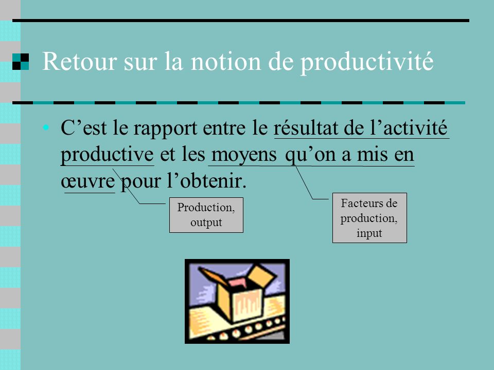 Retour sur la notion de productivité