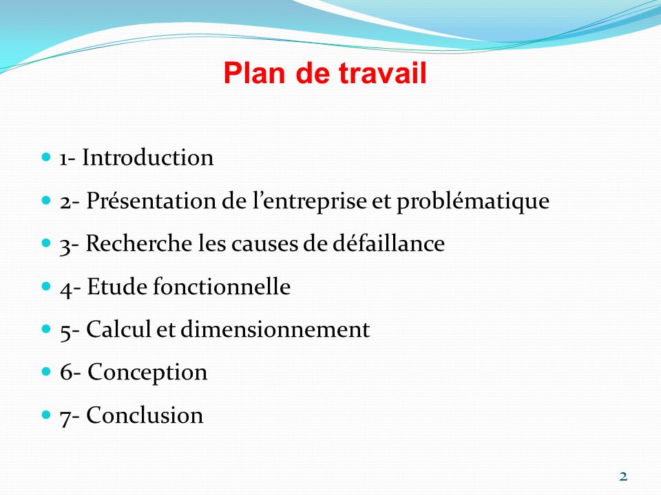 Plan de travail 1- Introduction
